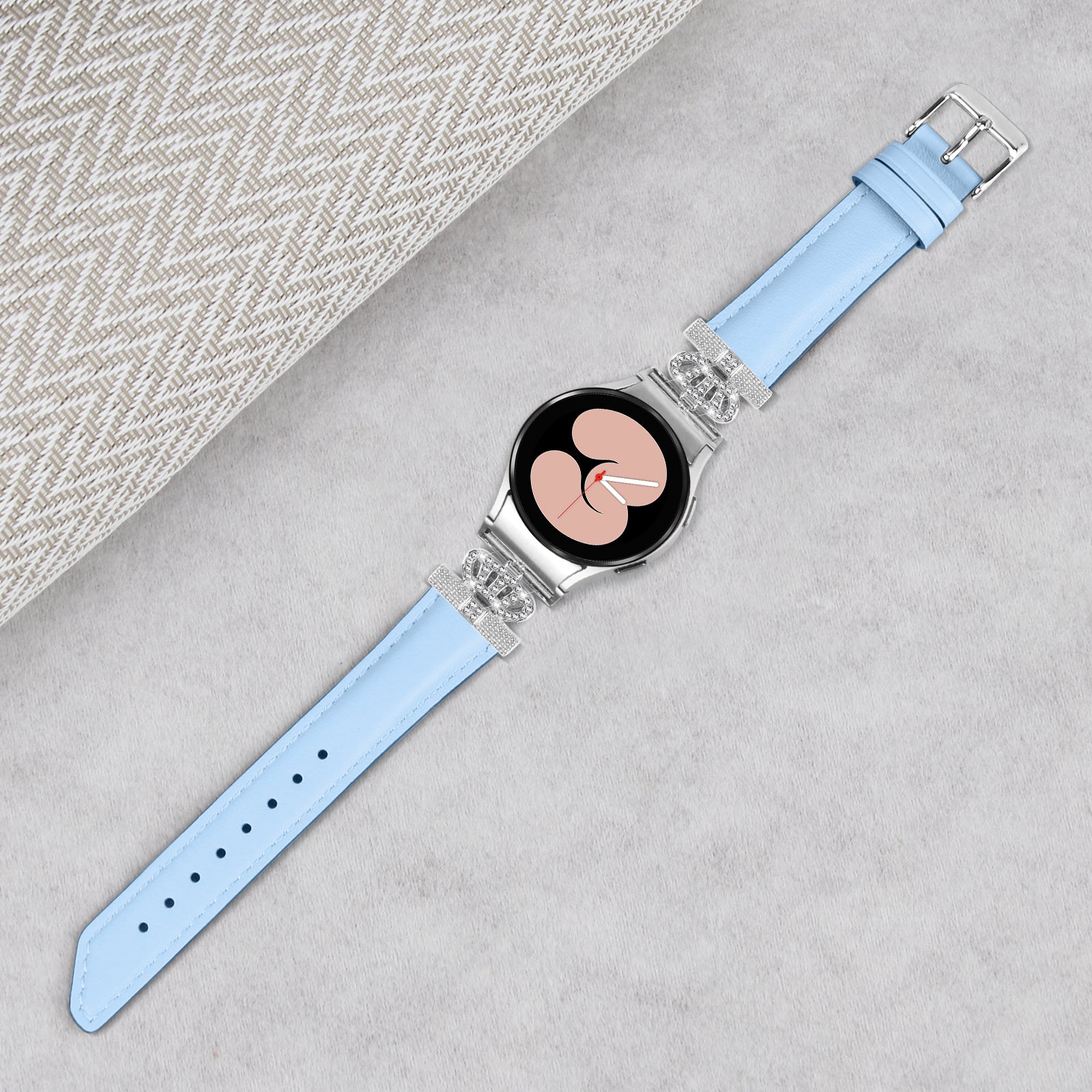 Wristband for Samsung Galaxy Watch6 40mm 44mm Watch6 Classic 43mm 47mm Rhinestone Crown Connector Watch Strap with Silver Buckle Wristband for Samsung Galaxy Watch6 40mm 44mm Watch6 Classic 43mm 47mm Rhinestone Crown Connector Watch Strap with Silver Buckle